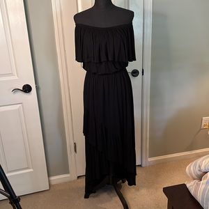 Black knit off shoulder maxi dress XL